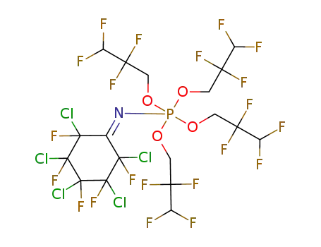 Molecular Structure of 140476-62-6 (Phosphoranamine,
N-(2,3,4,5,6-pentachloro-2,3,4,5,6-pentafluorocyclohexylidene)-1,1,1,1-
tetrakis(2,2,3,3-tetrafluoropropoxy)-)