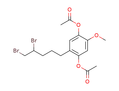 Molecular Structure of 105563-76-6 (1,4-Benzenediol, 2-(4,5-dibromopentyl)-5-methoxy-, diacetate)