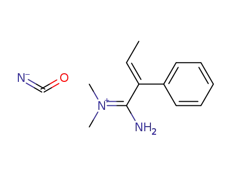 Molecular Structure of 116437-62-8 (N,N-dimethyl-2-phenylcrotonamidinium isocyanate)