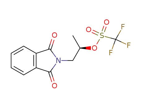 Molecular Structure of 112424-27-8 (Methanesulfonic acid, trifluoro-,
2-(1,3-dihydro-1,3-dioxo-2H-isoindol-2-yl)-1-methylethyl ester, (R)-)