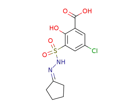 Molecular Structure of 95087-97-1 (Benzoic acid,
5-chloro-3-[(cyclopentylidenehydrazino)sulfonyl]-2-hydroxy-)