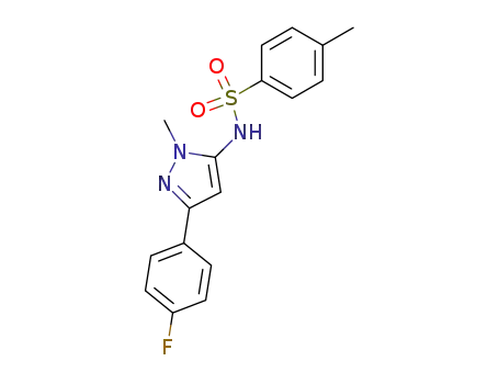 Molecular Structure of 126418-03-9 (N-[5-(4-Fluoro-phenyl)-2-methyl-2H-pyrazol-3-yl]-4-methyl-benzenesulfonamide)