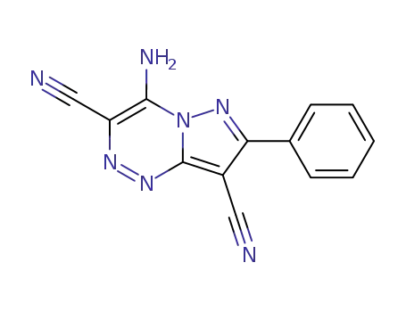 Molecular Structure of 91099-31-9 (Pyrazolo[5,1-c][1,2,4]triazine-3,8-dicarbonitrile, 4-amino-7-phenyl-)