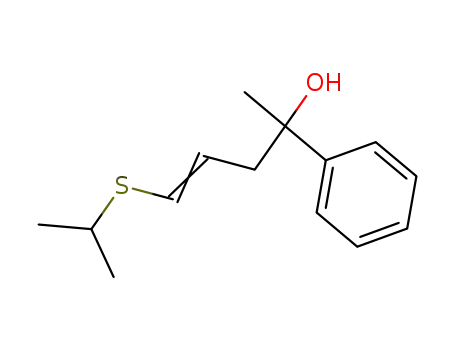 Molecular Structure of 72087-71-9 (Benzenemethanol, a-methyl-a-[3-[(1-methylethyl)thio]-2-propenyl]-)