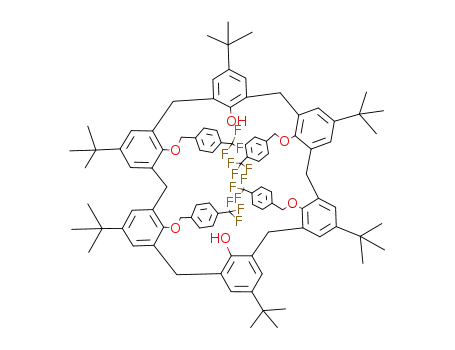 Molecular Structure of 140659-09-2 (5,11,17,23,29,35-Hexa-tert-butyl-39,42-dihydroxy-37,38,40,41-tetrakis<<4-(trifluoromethyl)benzyl>oxy>calix<6>arene)