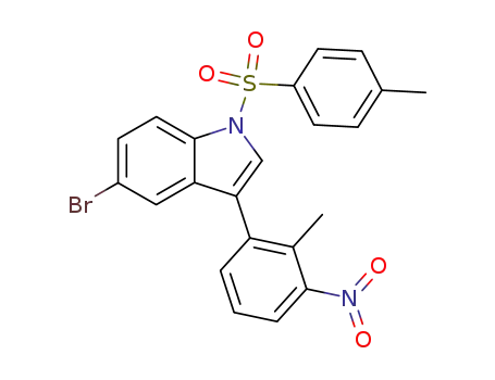 Molecular Structure of 89346-35-0 (1H-Indole,
5-bromo-3-(2-methyl-3-nitrophenyl)-1-[(4-methylphenyl)sulfonyl]-)