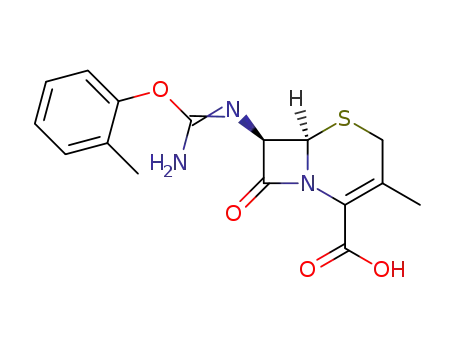 Molecular Structure of 82922-35-8 ((6R,7R)-3-Methyl-8-oxo-7-(2-o-tolyl-isoureido)-5-thia-1-aza-bicyclo[4.2.0]oct-2-ene-2-carboxylic acid)