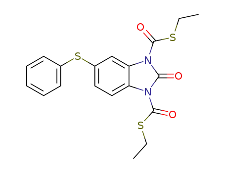 Molecular Structure of 104663-33-4 (2-Oxo-5-phenylsulfanyl-benzoimidazole-1,3-dicarbothioic acid di-S-ethyl ester)