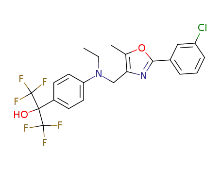 2-(4-{[2-(3-chloro-phenyl)-5-methyl-oxazol-4-ylmethyl]-ethyl-amino}-phenyl)-1,1,1,3,3,3-hexafluoro-propan-2-ol