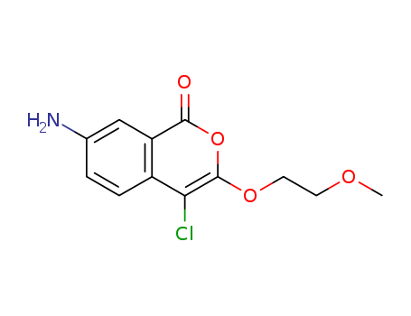 Molecular Structure of 126062-23-5 (1H-2-Benzopyran-1-one, 7-amino-4-chloro-3-(2-methoxyethoxy)-)
