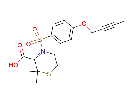 Molecular Structure of 287403-38-7 ((S)-4-(4-But-2-ynyloxy-benzenesulfonyl)-2,2-dimethyl-thiomorpholine-3-carboxylic acid)