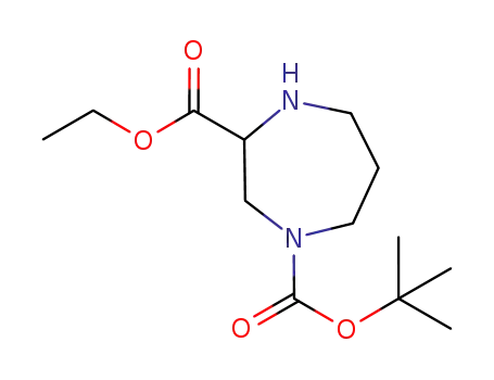 Molecular Structure of 850786-99-1 (1H-1,4-Diazepine-1,3-dicarboxylic acid, hexahydro-,
1-(1,1-dimethylethyl) 3-ethyl ester)