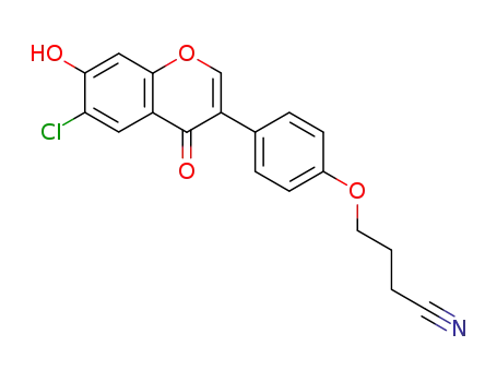 Molecular Structure of 558642-33-4 (Butanenitrile,
4-[4-(6-chloro-7-hydroxy-4-oxo-4H-1-benzopyran-3-yl)phenoxy]-)