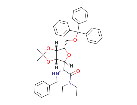 2-benzylamino-2-(2,2-dimethyl-6-trityloxymethyl-tetrahydro-furo[3,4-<i>d</i>][1,3]dioxol-4-yl)-<i>N</i>,<i>N</i>-diethyl-acetamide