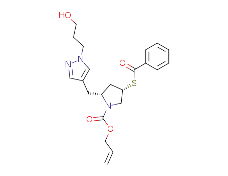 (2R,4S)-4-Benzoylsulfanyl-2-[1-(3-hydroxy-propyl)-1H-pyrazol-4-ylmethyl]-pyrrolidine-1-carboxylic acid allyl ester