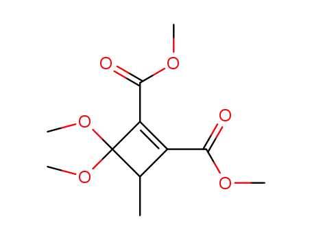 Molecular Structure of 142645-56-5 (3,3-Dimethoxy-4-methyl-cyclobut-1-ene-1,2-dicarboxylic acid dimethyl ester)