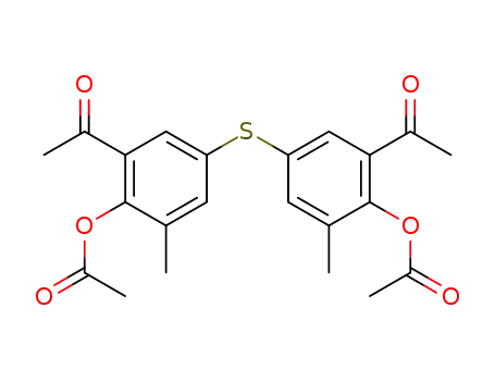 Molecular Structure of 104096-74-4 (bis-(4-acetoxy-3-acetyl-5-methyl-phenyl)-sulfide)
