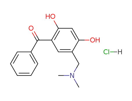 Molecular Structure of 101293-72-5 (5-dimethylaminomethyl-2,4-dihydroxy-benzophenone; hydrochloride)