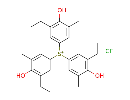 Molecular Structure of 121656-54-0 (tris-(3-ethyl-4-hydroxy-5-methyl-phenyl)-sulfonium ; chloride)