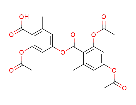 Molecular Structure of 94390-20-2 (Benzoic acid,
2-(acetyloxy)-4-[[2,4-bis(acetyloxy)-6-methylbenzoyl]oxy]-6-methyl-)