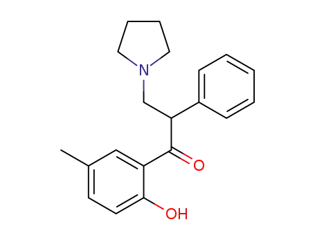 Molecular Structure of 119304-60-8 (1-(2-Hydroxy-5-methyl-phenyl)-2-phenyl-3-pyrrolidin-1-yl-propan-1-one)