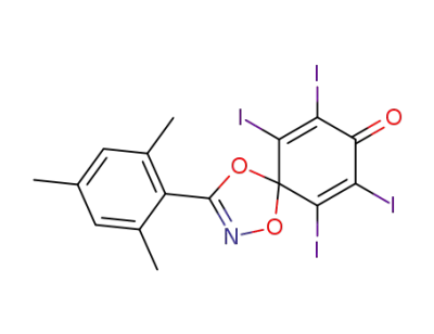 Molecular Structure of 63404-08-0 (1,4-Dioxa-2-azaspiro[4.5]deca-2,6,9-trien-8-one,
6,7,9,10-tetraiodo-3-(2,4,6-trimethylphenyl)-)