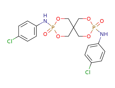 Molecular Structure of 19341-53-8 (N,N-bis(4-chlorophenyl)-3,9-dioxo-2,4,8,10-tetraoxa-3$l^C<sub>17</sub>H<sub>18</sub>Cl<sub>2</sub>N<sub>2</sub>O<sub>6</sub>P<sub>2</sub>,9$l^C<sub>17</sub>H<sub>18</sub>Cl<sub>2</sub>N<sub>2</sub>O<sub>6</sub>P<sub>2</sub>-diphosphaspiro[5.5]undecane-3,9-diamine)