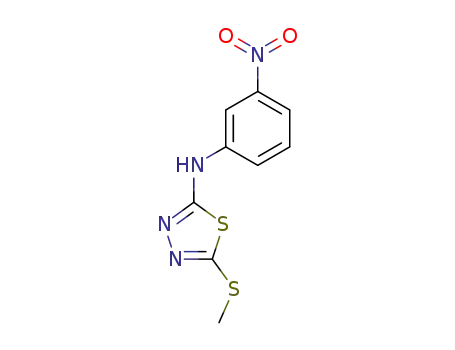 Molecular Structure of 21125-33-7 ((5-methylsulfanyl-[1,3,4]thiadiazol-2-yl)-(3-nitro-phenyl)-amine)