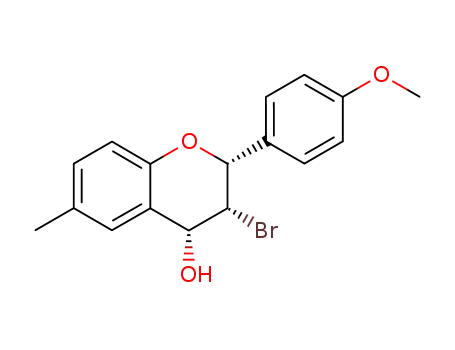 (+/-)-3<i>c</i>-bromo-2<i>r</i>-(4-methoxy-phenyl)-6-methyl-chroman-4<i>c</i>-ol