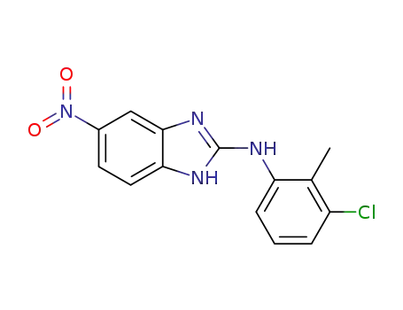 Molecular Structure of 86601-37-8 ((3-Chloro-2-methyl-phenyl)-(5-nitro-1H-benzoimidazol-2-yl)-amine)