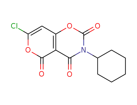 Molecular Structure of 5725-76-8 (7-chloro-3-cyclohexyl-pyrano[3,4-<i>e</i>][1,3]oxazine-2,4,5-trione)