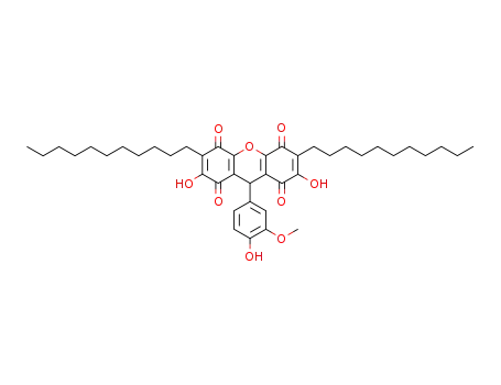 Molecular Structure of 14367-61-4 (2,7-dihydroxy-9-(4-hydroxy-3-methoxy-phenyl)-3,6-diundecyl-xanthene-1,4,5,8-diquinone)
