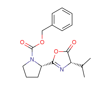 Molecular Structure of 67545-92-0 ((<i>S</i>)-2-((<i>S</i>)-4-isopropyl-5-oxo-4,5-dihydro-oxazol-2-yl)-pyrrolidine-1-carboxylic acid benzyl ester)