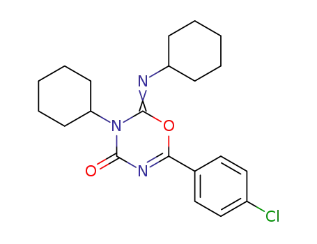 Molecular Structure of 36739-76-1 (6-(4-chloro-phenyl)-3-cyclohexyl-2-cyclohexylimino-2,3-dihydro-[1,3,5]oxadiazin-4-one)