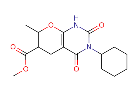 3-cyclohexyl-7-methyl-2,4-dioxo-1,3,4,5,6,7-hexahydro-2<i>H</i>-pyrano[2,3-<i>d</i>]pyrimidine-6-carboxylic acid ethyl ester
