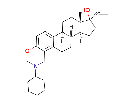 Molecular Structure of 105044-33-5 (3'-cyclohexyl-3',4'-dihydro-2'<i>H</i>-(17β<i>H</i>)-19-nor-pregna-1,5(10)-dien-20-yno[4,3-<i>e</i>][1,3]oxazin-17-ol)