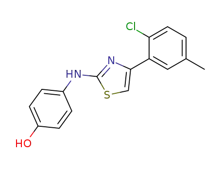 Molecular Structure of 67473-50-1 (4-[4-(2-chloro-5-methyl-phenyl)-thiazol-2-ylamino]-phenol)