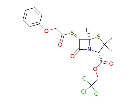 Molecular Structure of 62166-78-3 (6α-phenoxyacetylsulfanyl-penicillanic acid 2,2,2-trichloro-ethyl ester)