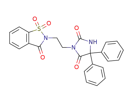 5,5-diphenyl-3-[2-(1,1,3-trioxo-1,3-dihydro-1λ<sup>6</sup>-benzo[<i>d</i>]isothiazol-2-yl)-ethyl]-imidazolidine-2,4-dione