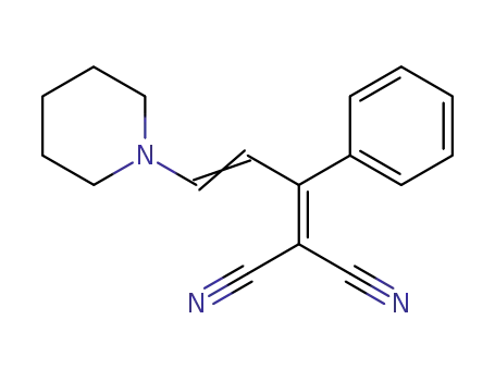 Molecular Structure of 102354-17-6 (2-((E)-1-Phenyl-3-piperidin-1-yl-allylidene)-malononitrile)