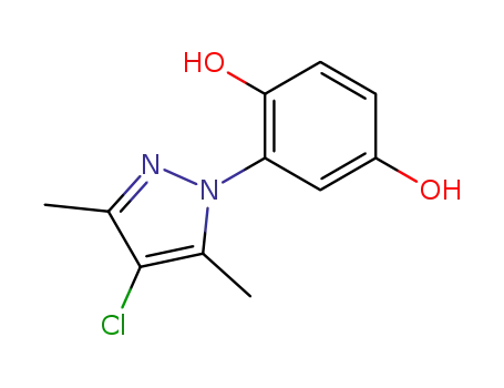 Molecular Structure of 133047-68-4 (1,4-Benzenediol, 2-(4-chloro-3,5-dimethyl-1H-pyrazol-1-yl)-)