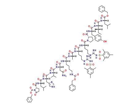 Z-Pyr-Leu-His-Val-Asn-Lys(Z)-Ala-Arg(Mts)-Arg(Mts)-Pro-Tyr-Ile-Leu-OBzl