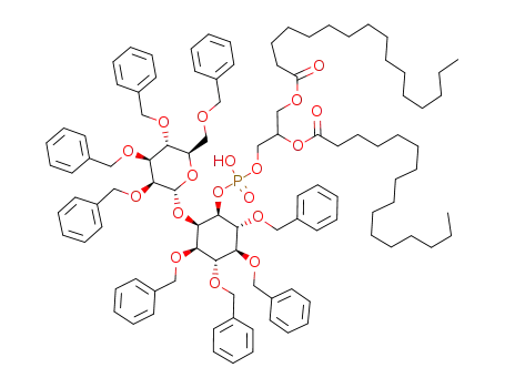 3,4,5,6-tetra-O-benzyl-2-O-(2',3',4',6'-tetra-O-benzyl-α-D-mannopyranosyl)-1-O-(1,2-di-O-palmitoyl-sn-glycero)-D-myo-inositol phosphate