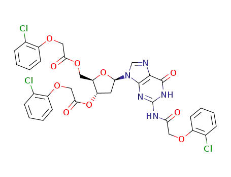 Molecular Structure of 110522-77-5 (Guanosine, 2'-deoxy-N-[(2-chlorophenoxy)acetyl]-,
3',5'-[(2-chlorophenoxy)acetate])