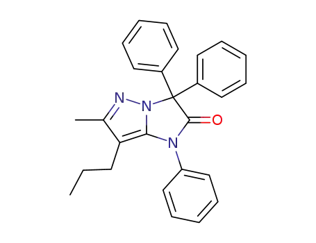 Molecular Structure of 89726-15-8 (1H-Imidazo[1,2-b]pyrazol-2(3H)-one, 6-methyl-1,3,3-triphenyl-7-propyl-)