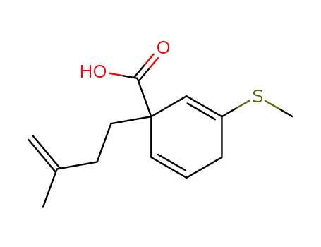 Molecular Structure of 114837-96-6 (2,5-Cyclohexadiene-1-carboxylic acid,
1-(3-methyl-3-butenyl)-3-(methylthio)-)