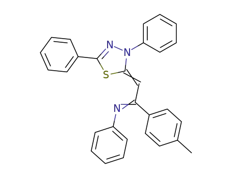 Molecular Structure of 27785-66-6 (<i>N</i>-[2-(3,5-diphenyl-3<i>H</i>-[1,3,4]thiadiazol-2-ylidene)-1-<i>p</i>-tolyl-ethylidene]-aniline)
