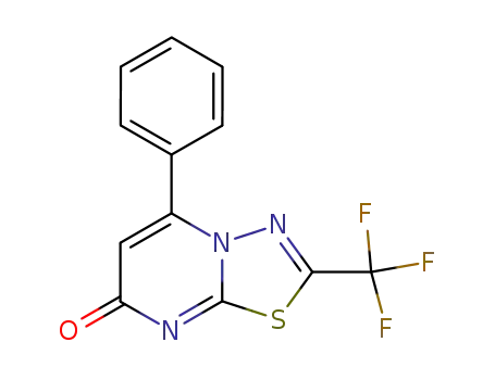 Molecular Structure of 82077-81-4 (7H-1,3,4-Thiadiazolo[3,2-a]pyrimidin-7-one,
5-phenyl-2-(trifluoromethyl)-)