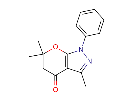 Molecular Structure of 88185-12-0 (Pyrano[2,3-c]pyrazol-4(1H)-one, 5,6-dihydro-3,6,6-trimethyl-1-phenyl-)