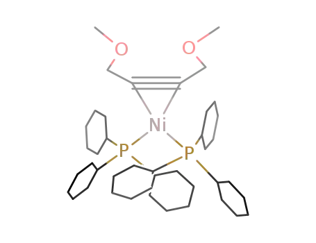 Molecular Structure of 113095-46-8 (2,3-η2-(1,4-dimethoxybut-2-yne)bis(tricyclohexylphosphane)nickel(0))